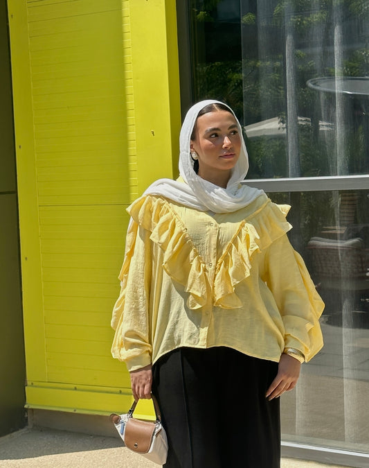 Everyday Ruffle Blouse In Yellow